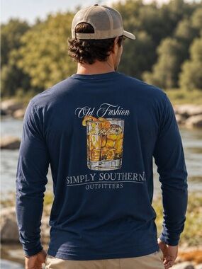 Simply Southern Navy Long-Sleeve 'Old Fashion' Graphic Tee-XXL